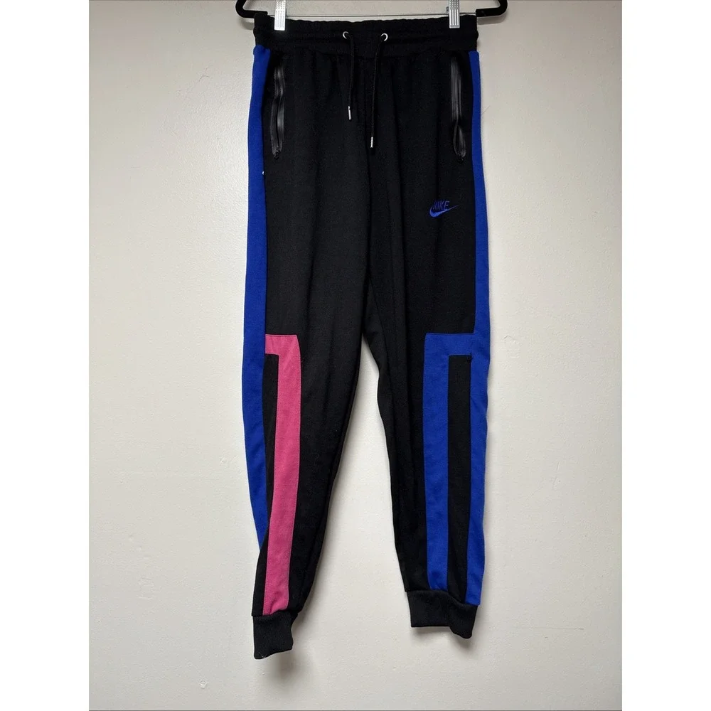 Nike Black With Blue And‎ Pink Stripes Joggers Size L